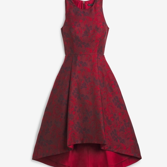 whbm burgundy high-low jacquard dress - Picture 3 of 7